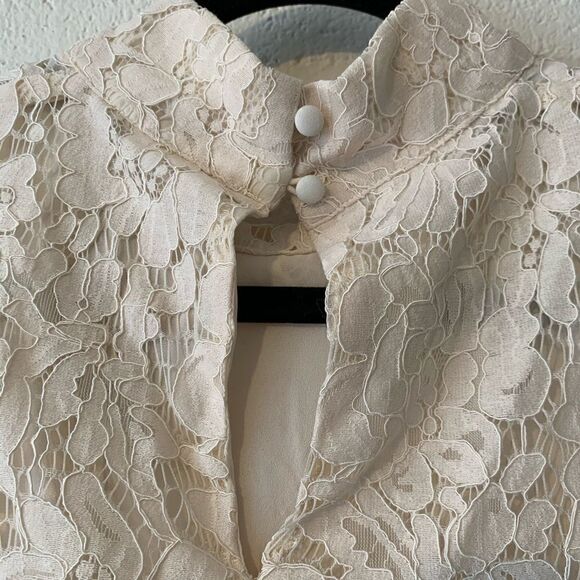 NWT Chaser Lace Mock Neck Flouncy Mini Dress Medium - Picture 4 of 7